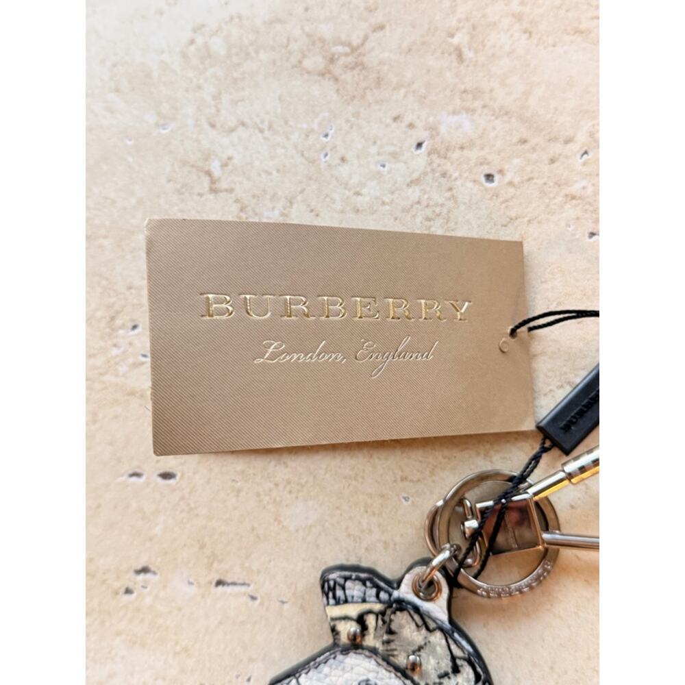 NWT Burberry Helmet Charm Black and White Keychain with Silver Hardware - Picture 4 of 8